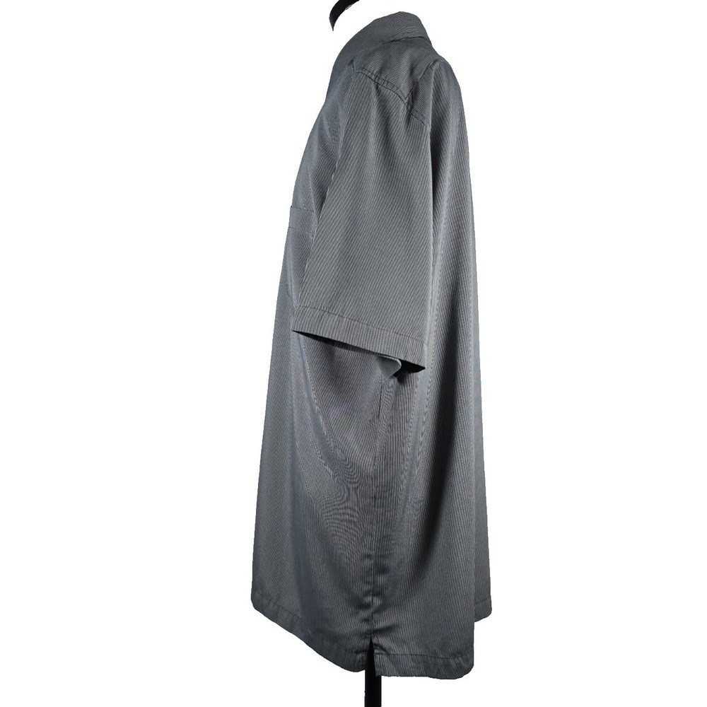 Breakwater Mens Shirt Pin Stripes Large Gray & Black Short Sleeve Rayon Button - Picture 4 of 16